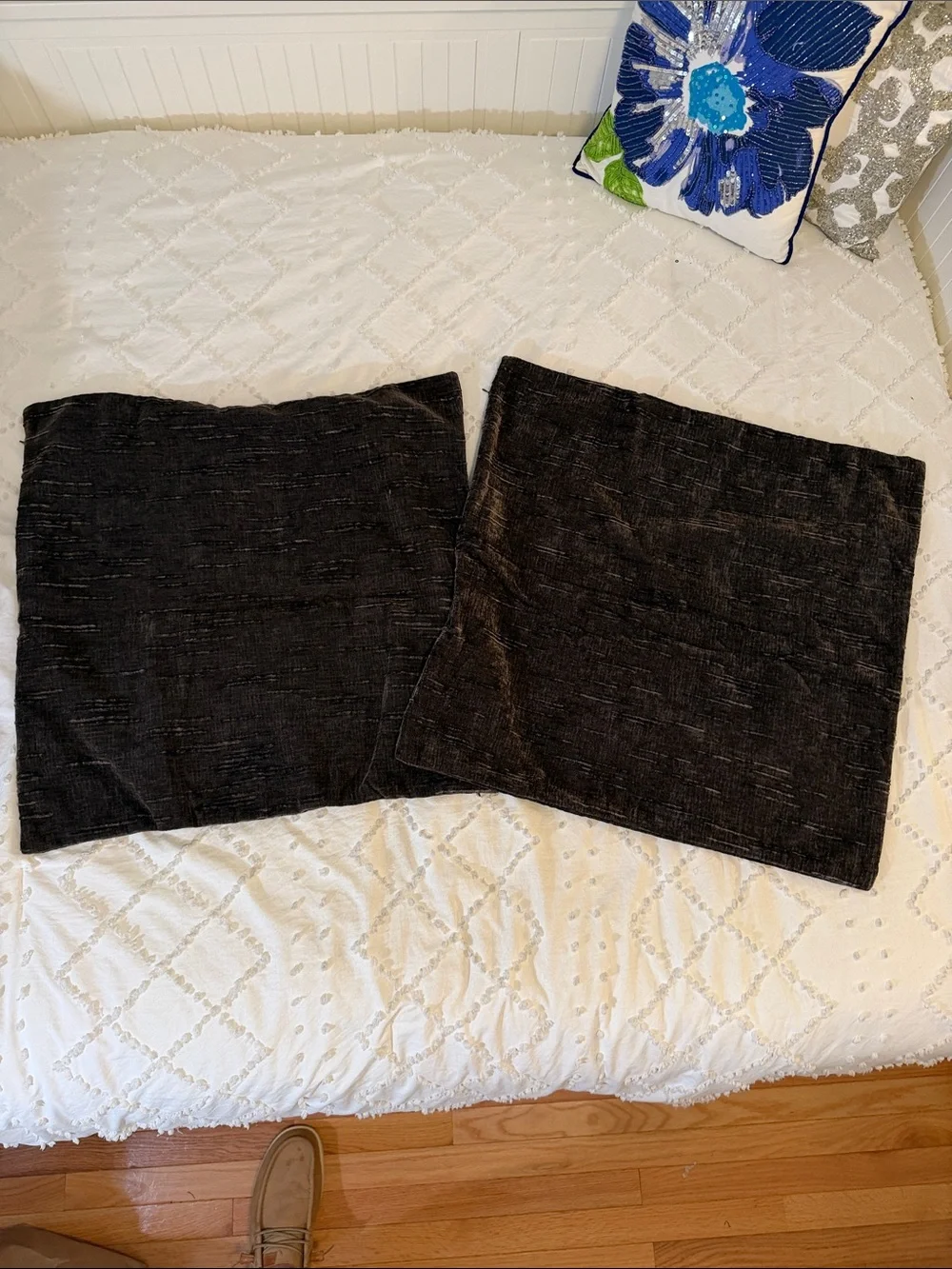 Dark Charcoal Brown Decorative Throw Pillow Covers - Set of 2 nwot